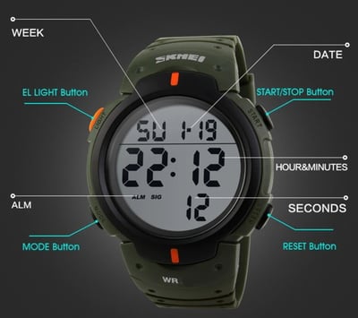 Чоловічий тактичний годинник Skmei Neon 10 Bar - Фото 6