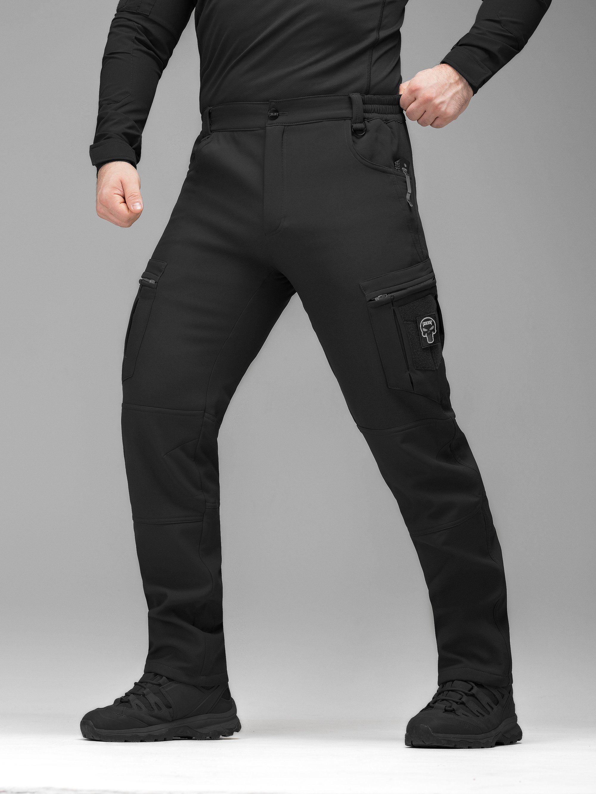 Зимові брюки карго тактичні Softshell BEZET Ешелон чорні - Фото 6
