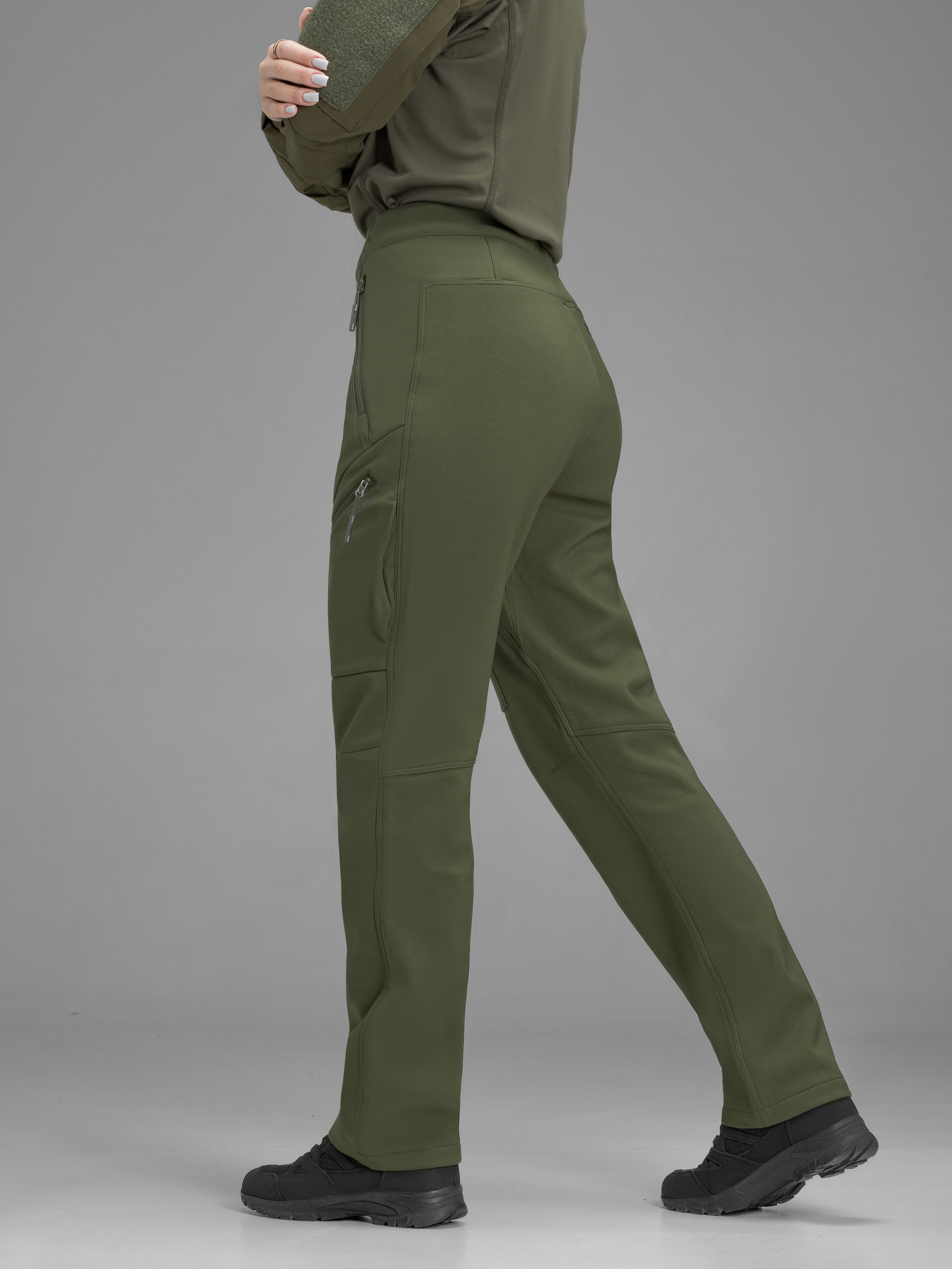 Штани карго тактичні жіночі Softshell BEZET Techwear хакі - Фото 4