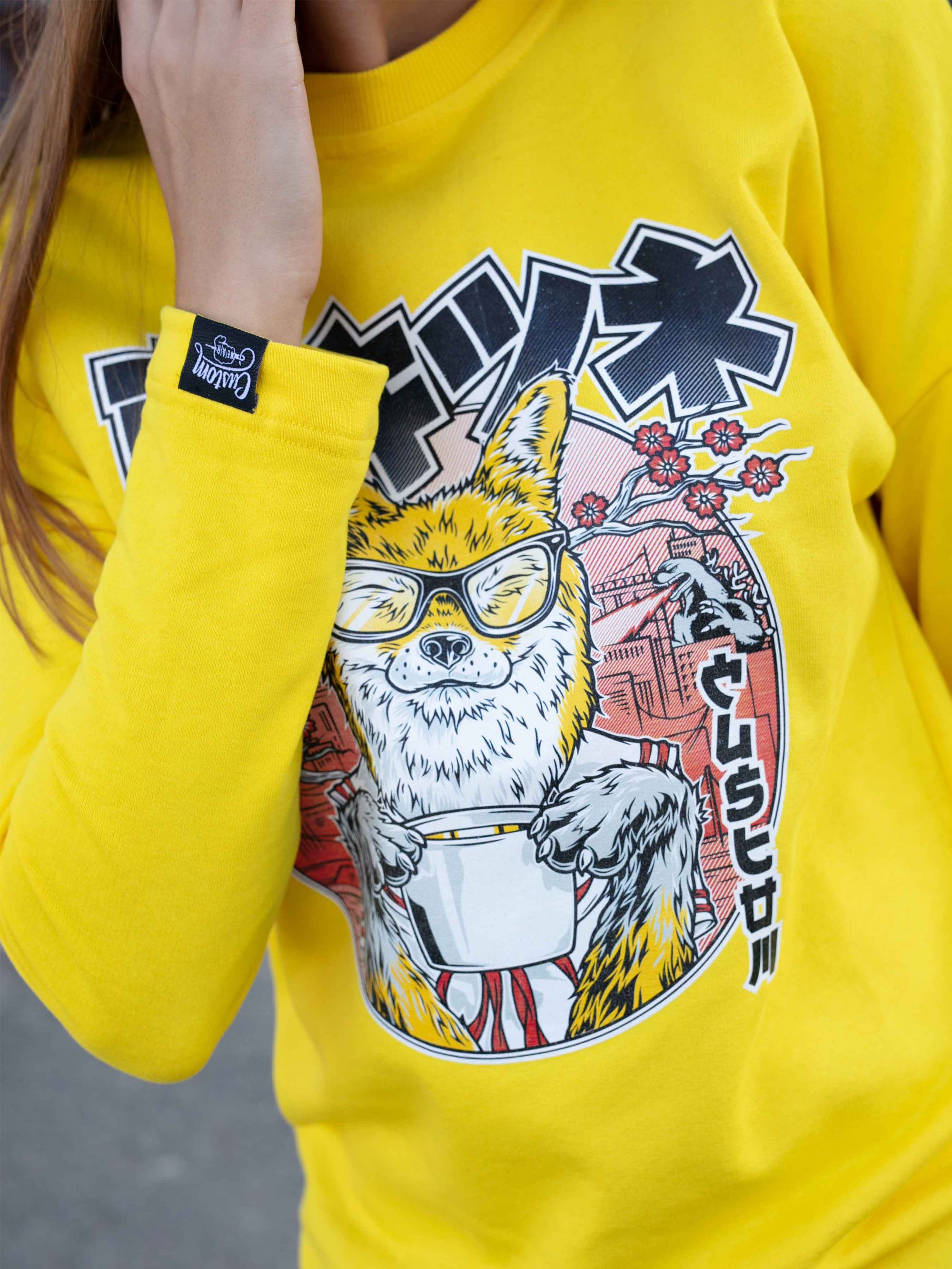 Світшот без начосу Custom Wear Kitsune жовтий - Фото 2