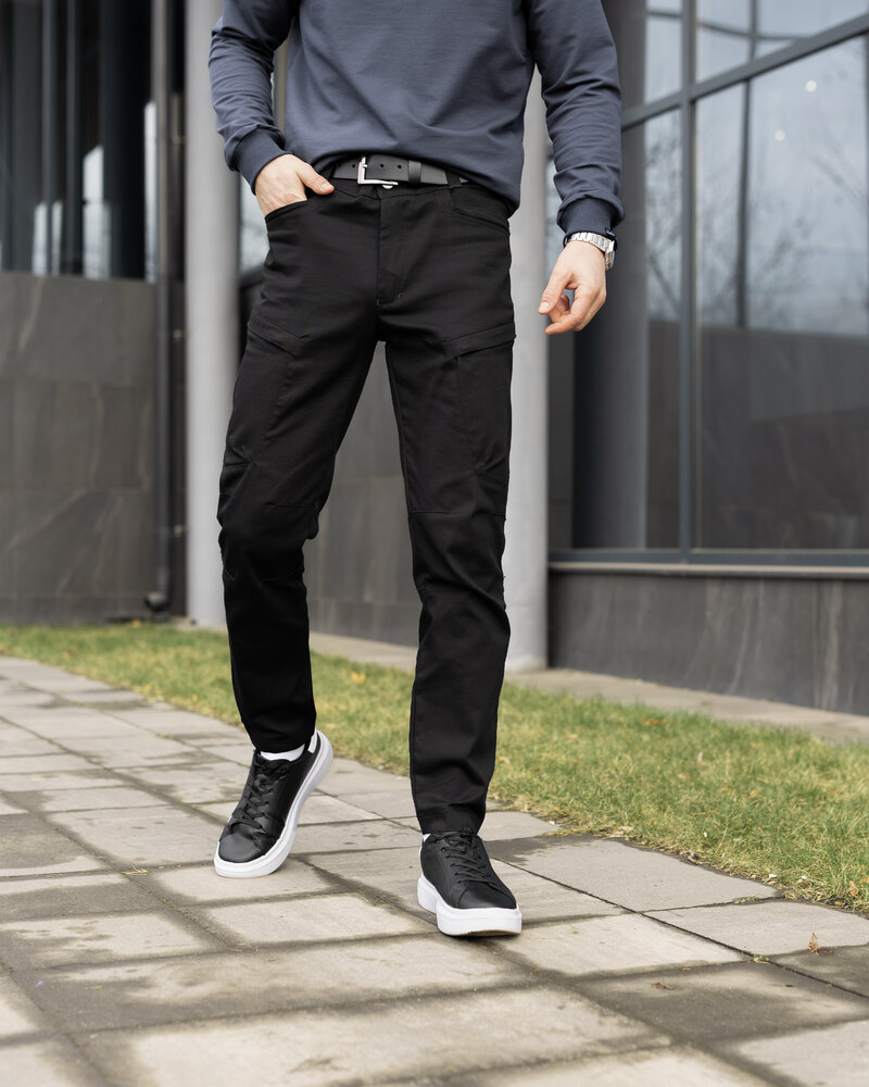 Мужские брюки карго демисезонные черные Skystone POBEDOV