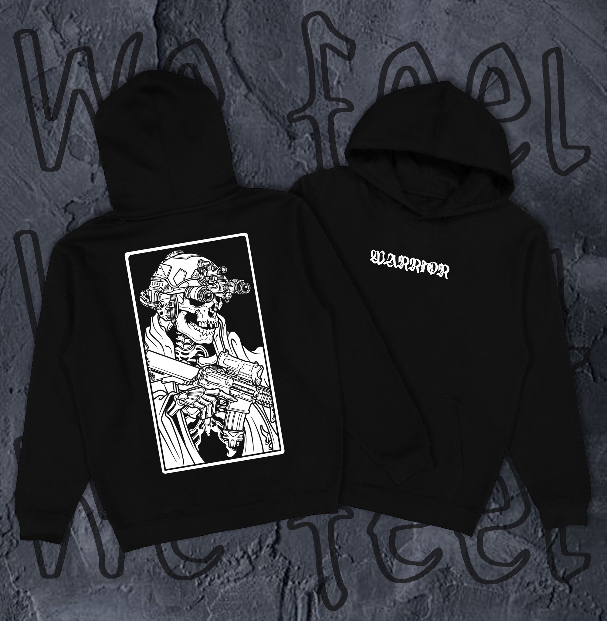 Худі без флісу з принтом WARRIOR 01 чорне