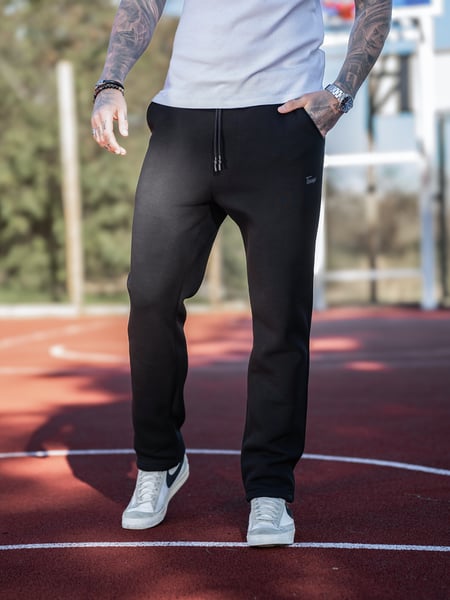 Спортивні штани чоловічі теплі прямі Teamv Straight 3 Чорні TEAMV
