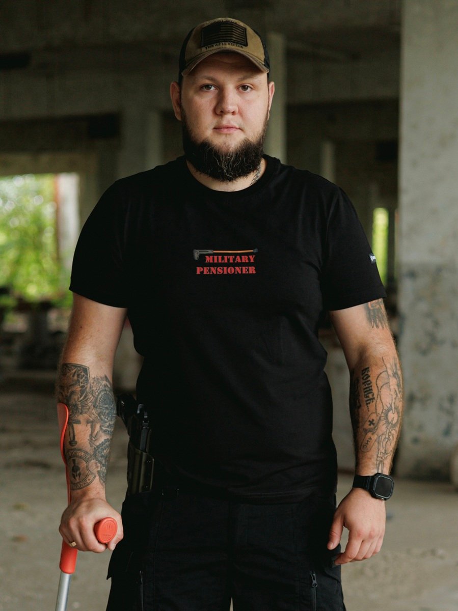 Футболка Military Pensioner чорна з еластаном Shrapnel