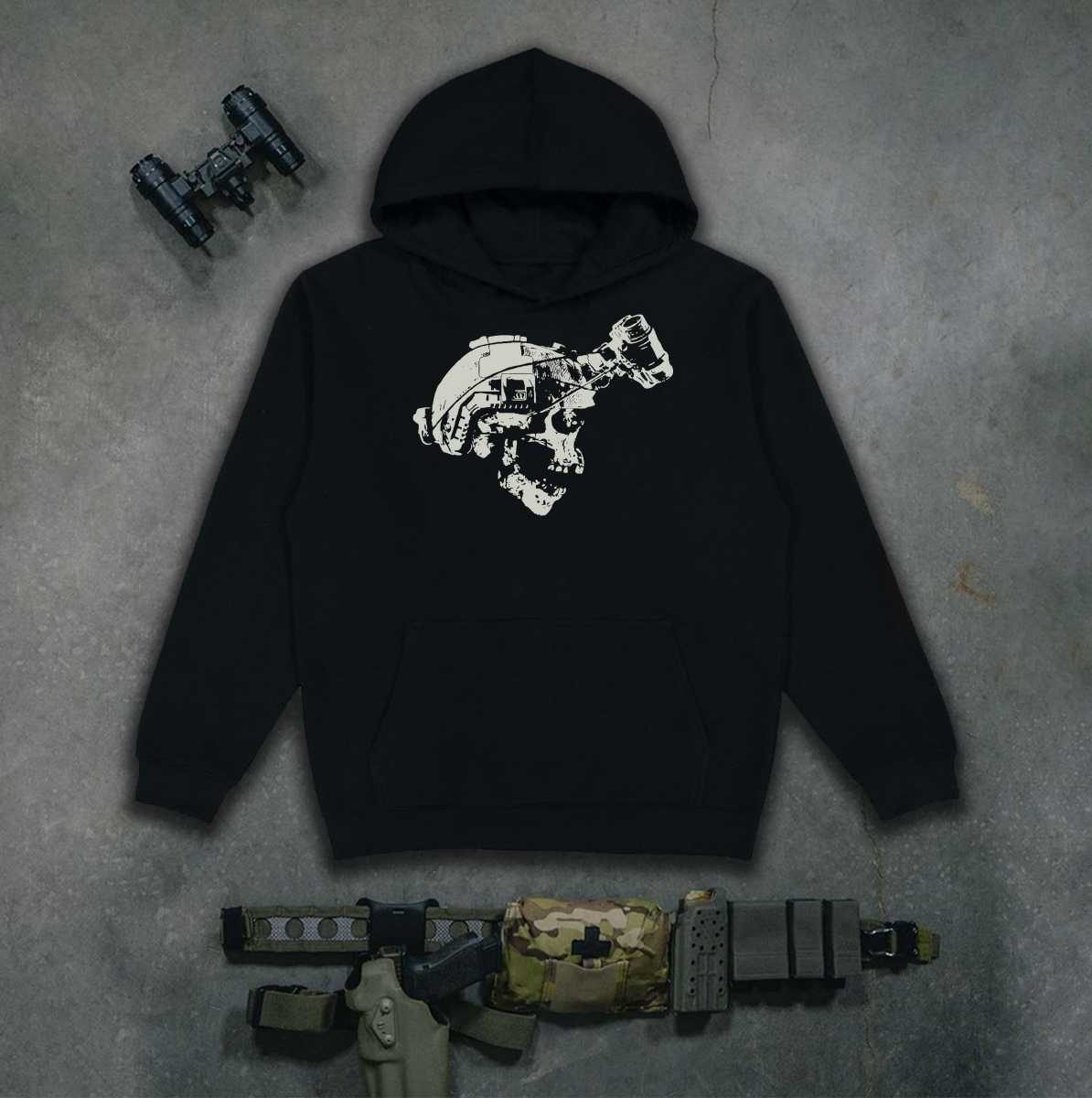 Худі утеплене Череп у шоломі чорне