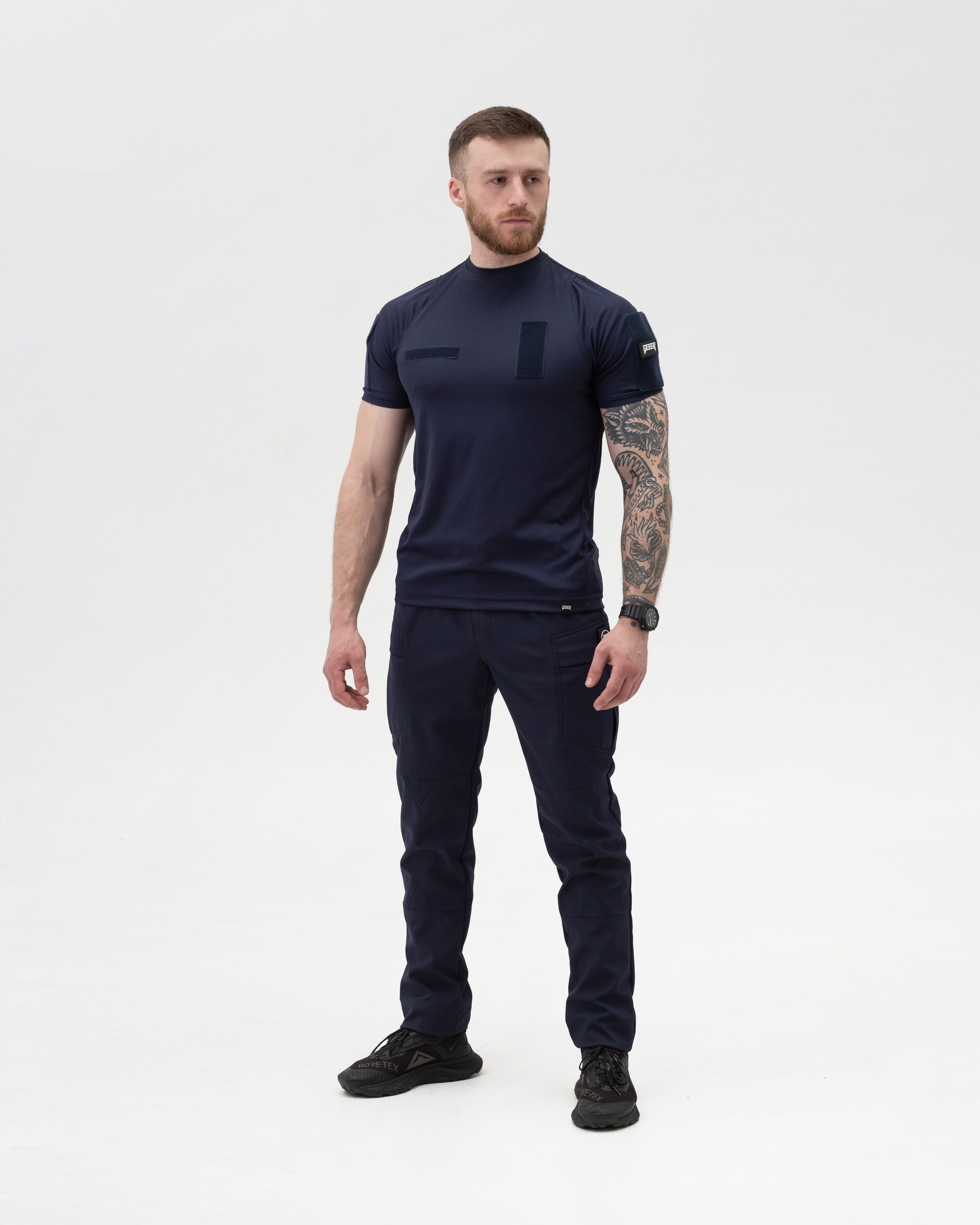 Комплект (ФУТБОЛКА БЫСТРОСОХНУЩАЯ ТАКТИЧЕСКАЯ BEZET СИНИЙ,БРЮКИ КАРГО ТАКТИЧЕСКИЕ BEZET КАПЕЛАН СИНИЙ)