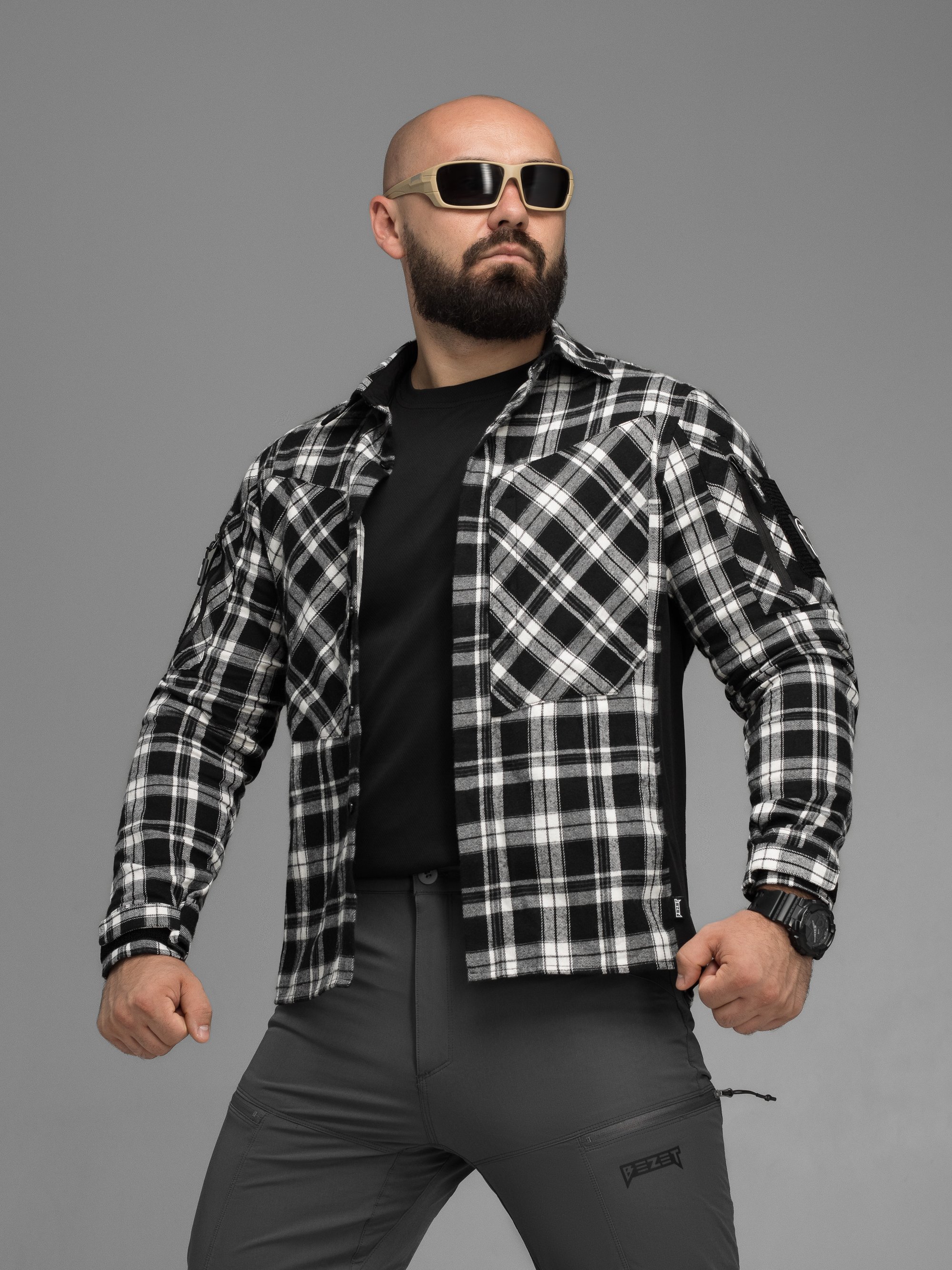 Сорочка фланелева BEZET Defender чорний/білий - Фото 7