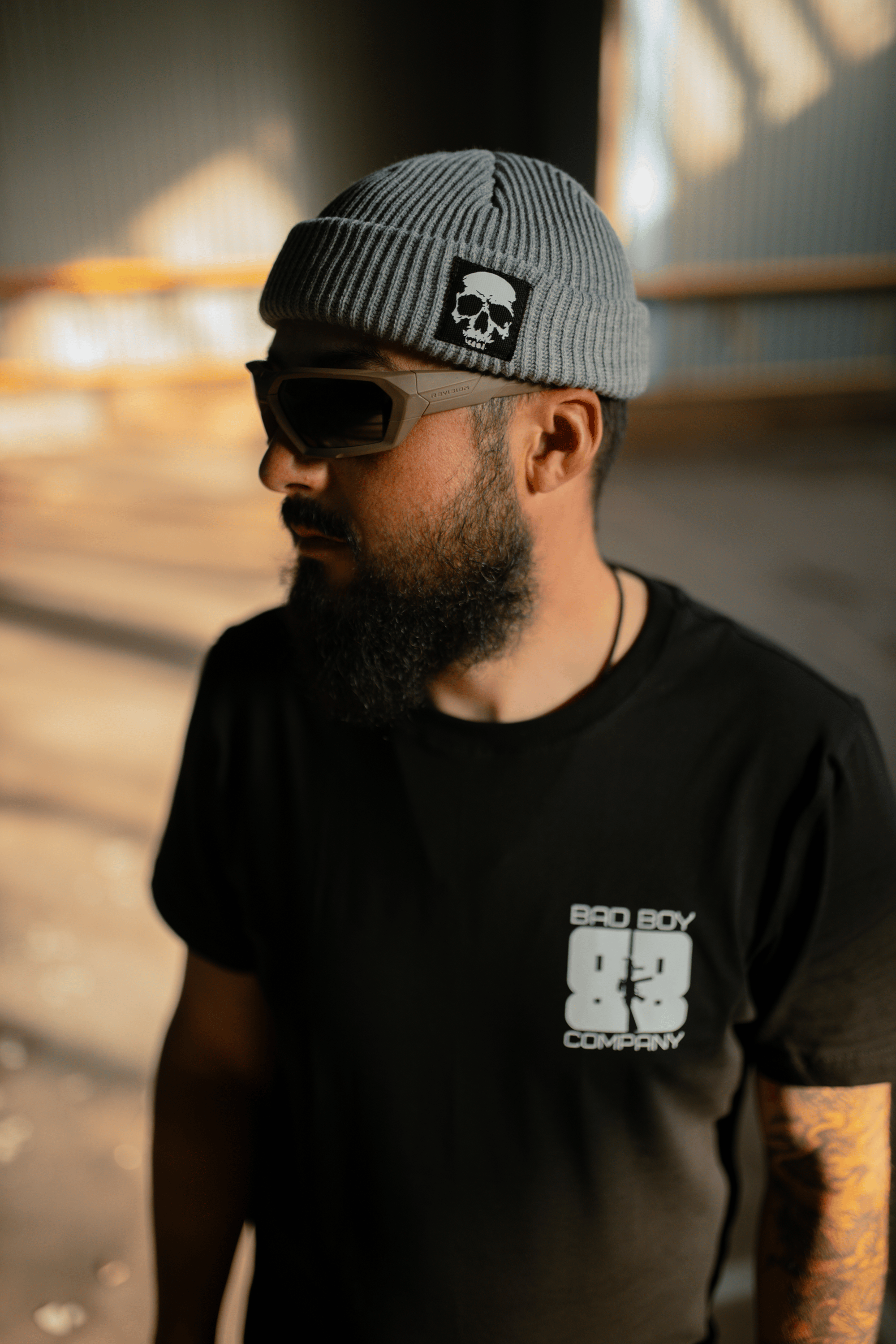 Шапка-біні сіра Череп Bad Boy Company