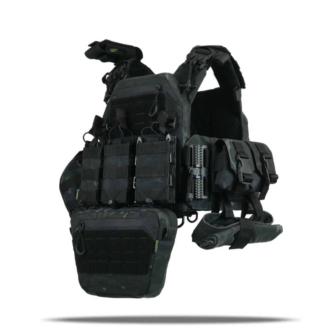 Комплект Kiborg Плитоноска GU gen.2 + 8 підсумків Чорний Мультикам KIBORG