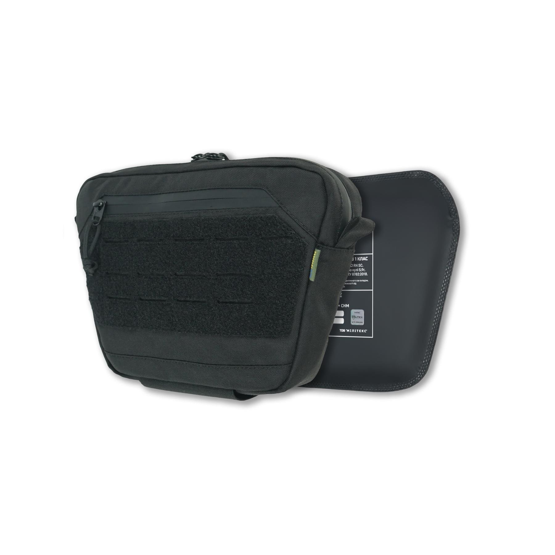 Сумка-напашник M Kiborg с баллистическим пакетом 1 класс защиты Militex GU Сordura Black KIBORG