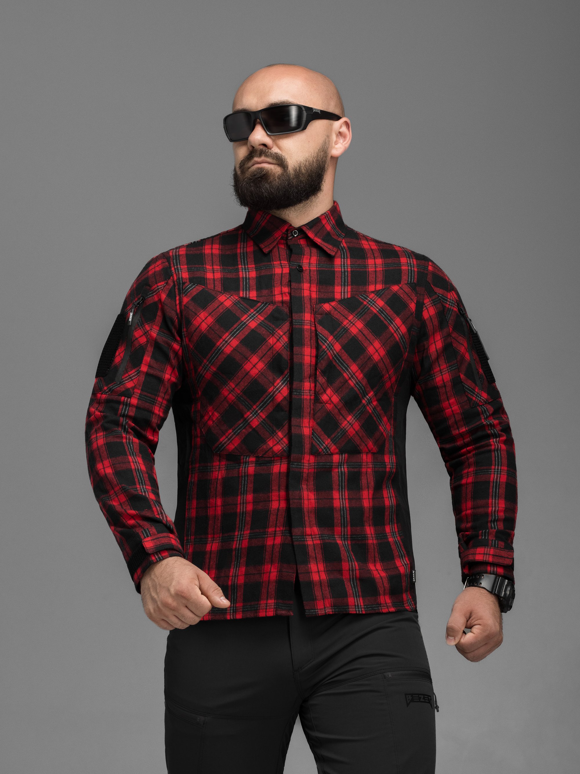Сорочка фланелева BEZET Defender чорний/червоний - Фото 2