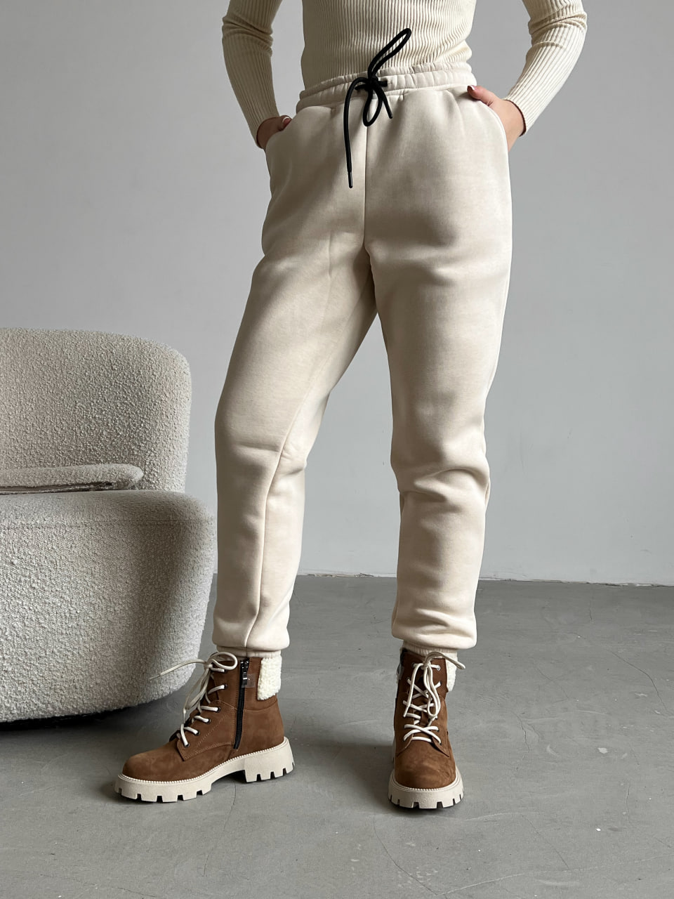 Штани жіночі теплі Reload - Lina, бежевий