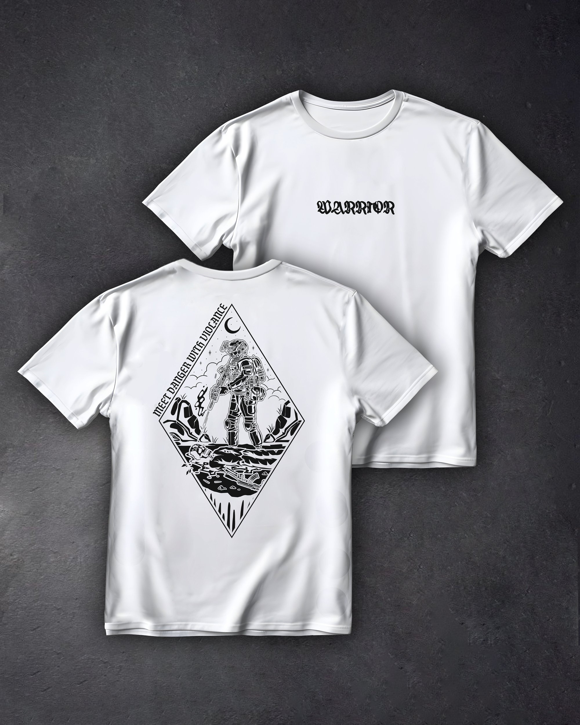 Футболка з принтом Meet Danger With Violance біла We feel