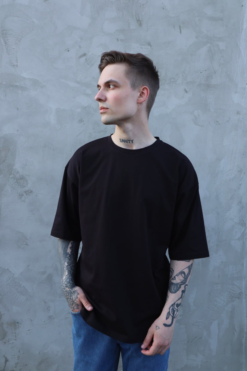 Мужская футболка однотонная оверсайз Reload Overprint черная