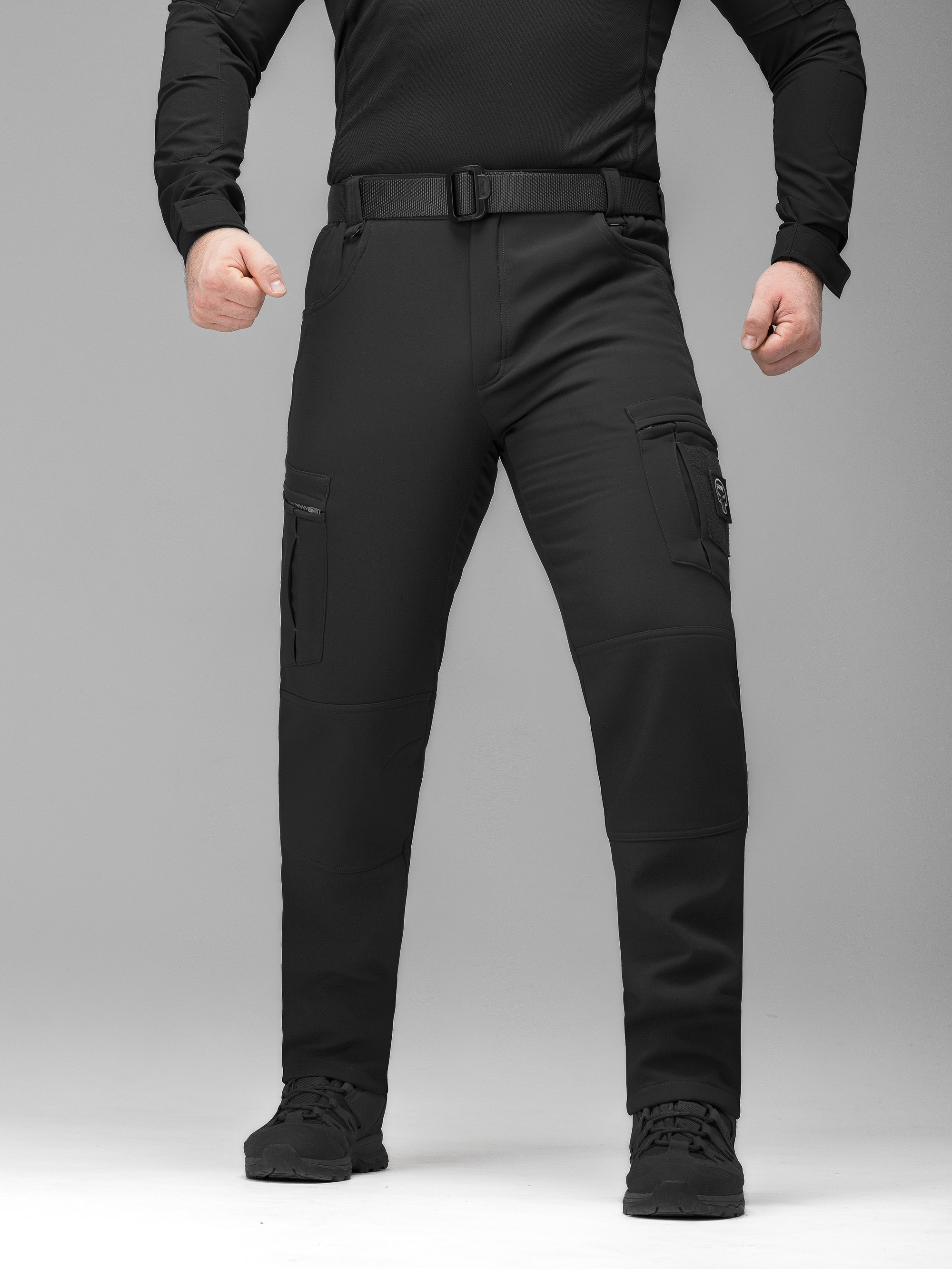 Зимові брюки карго тактичні Softshell BEZET Ешелон чорні - Фото 1