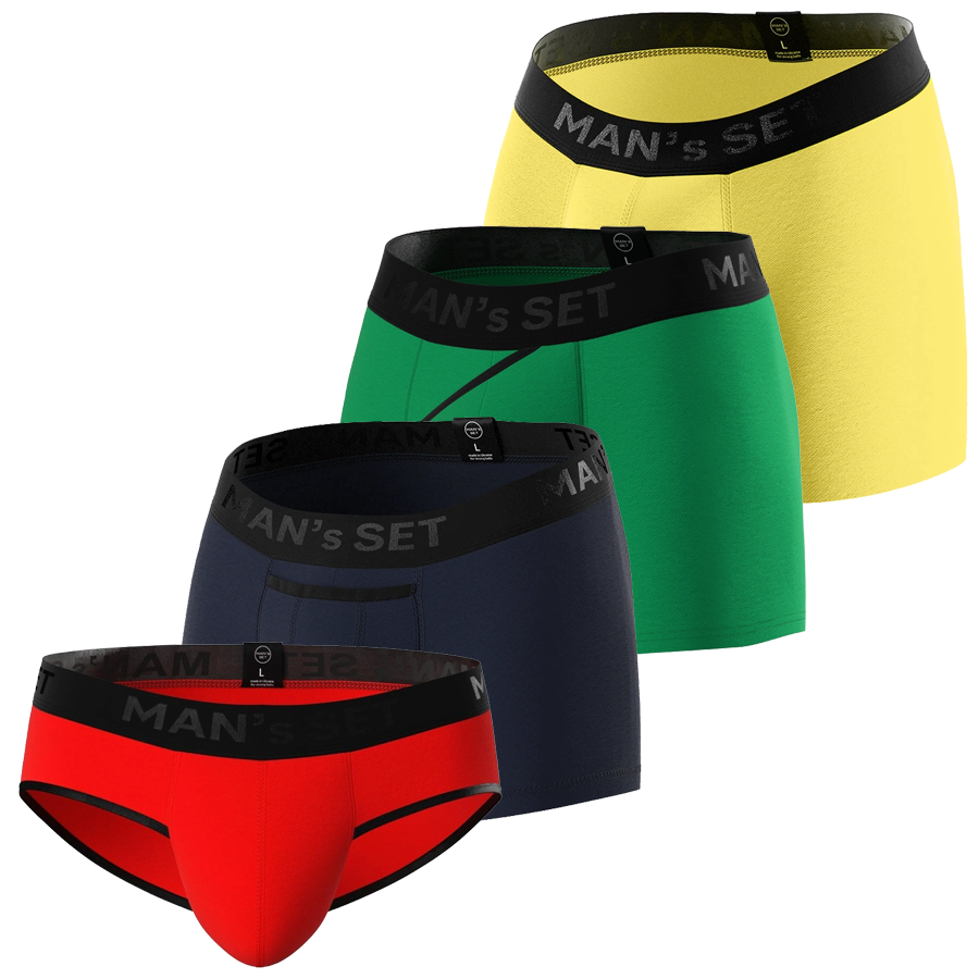 Комплект трусов MIX TEST Classic/ Classic 2.0/ Intimate/ Slips Black Series, 4шт MansSet