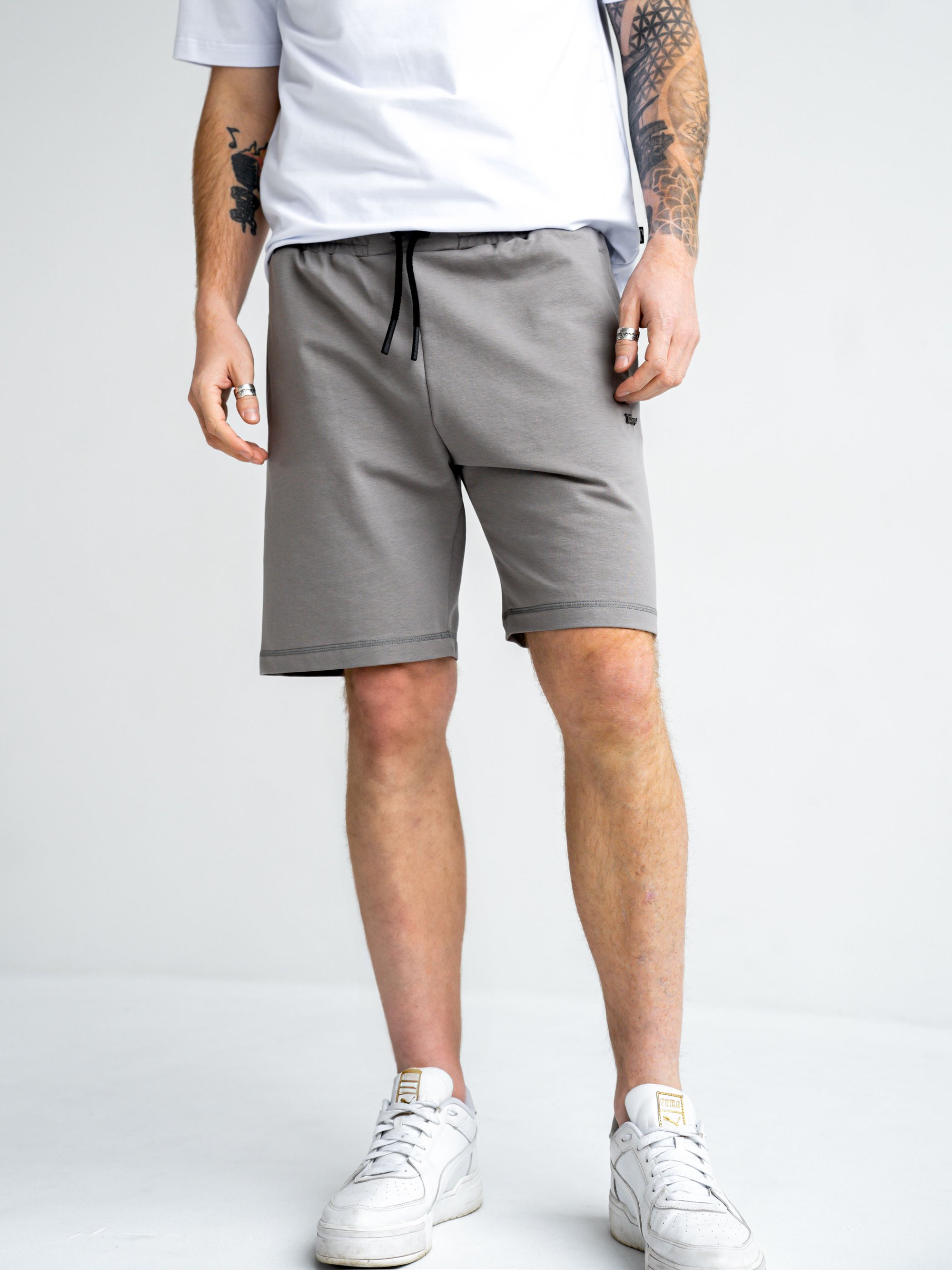 Мужские трикотажные шорты из хлопка Teamv BASKET Серые TEAMV