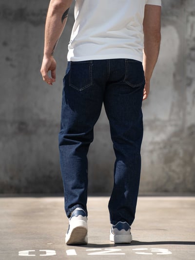 Джинси чоловічі мом повсякденні Denim Темно сині TEAMV - Фото 4