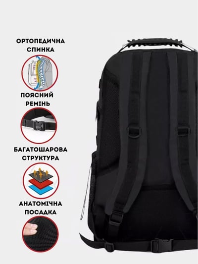 Рюкзак тактичний BEZET Commando чорний - Фото 3