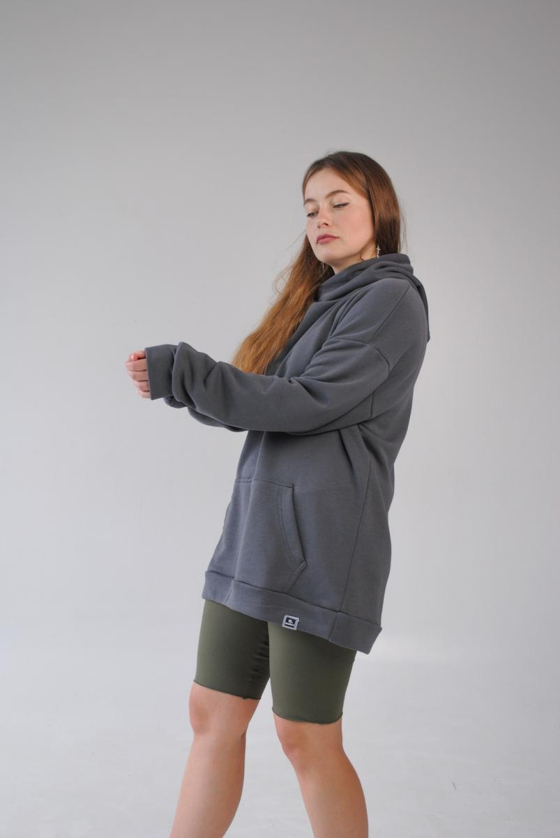 Худи оверсайз серый женский Hi Mate