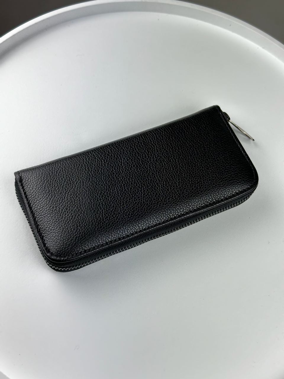 Шкіряний клатч-гаманець із натуральної зернистої шкіри (чорний) SKILL - Фото 7