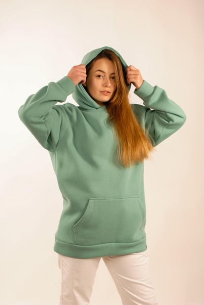 Худи оверсайз с капюшоном зима Hi Mate Mint