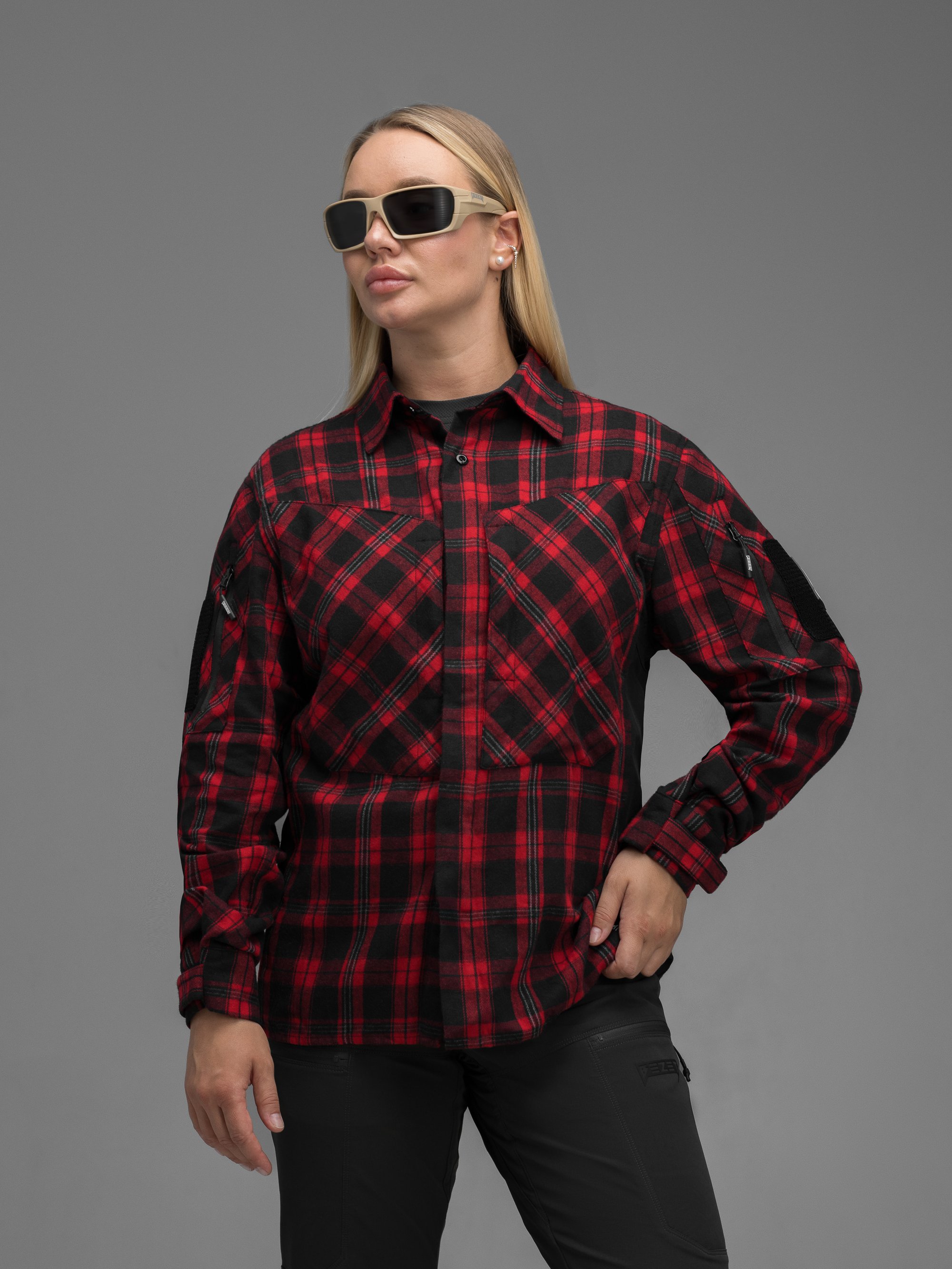 Сорочка фланелева жіноча BEZET Defender чорний/червоний - Фото 1