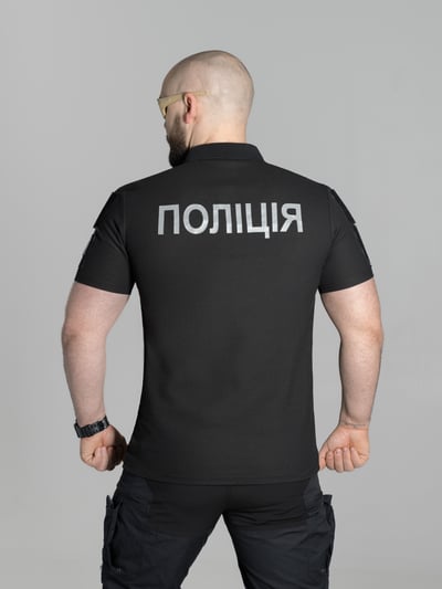 Футболка поло тактична BEZET Поліція рефлектив чорний - Фото 12