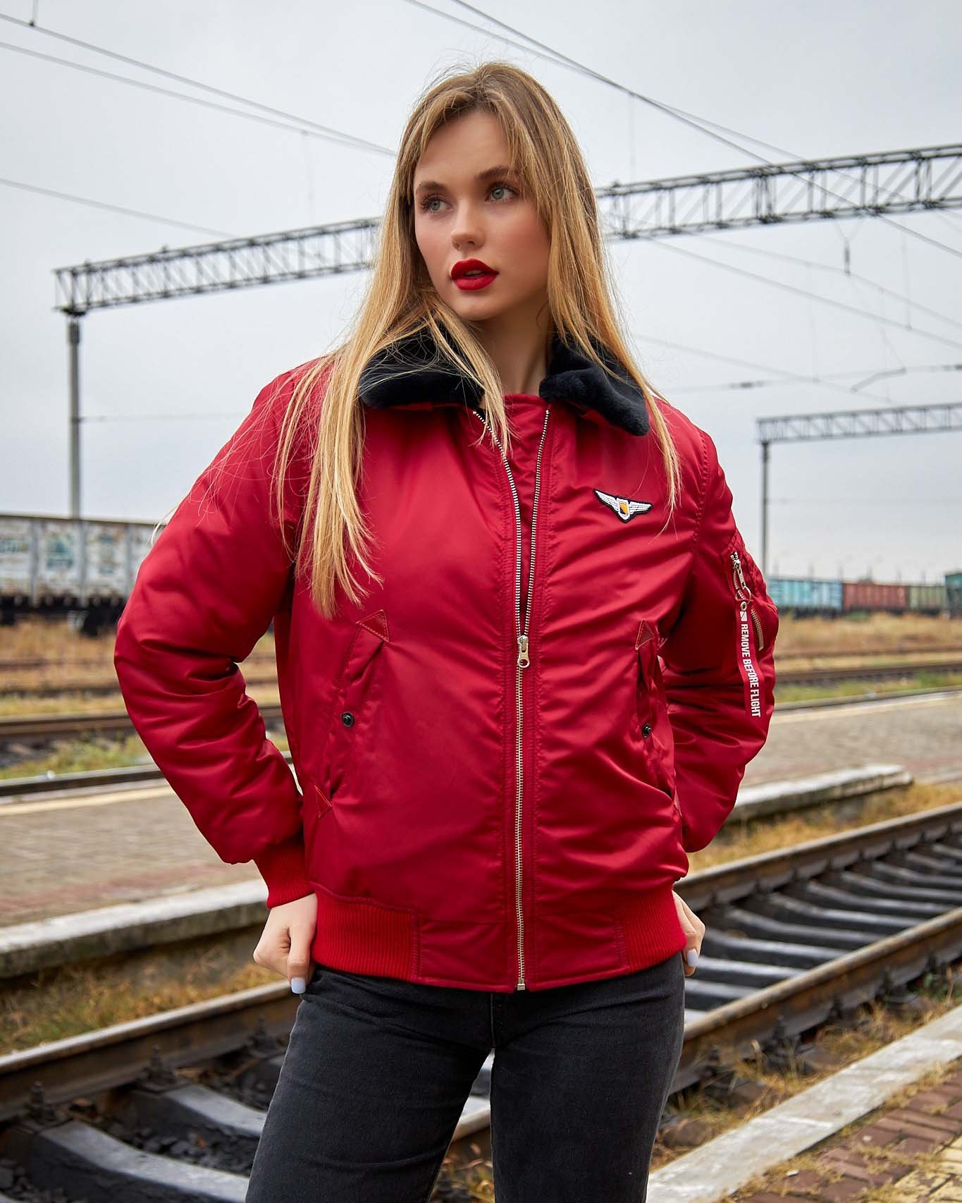 Бомбер B-15 червоний жіночий Olymp