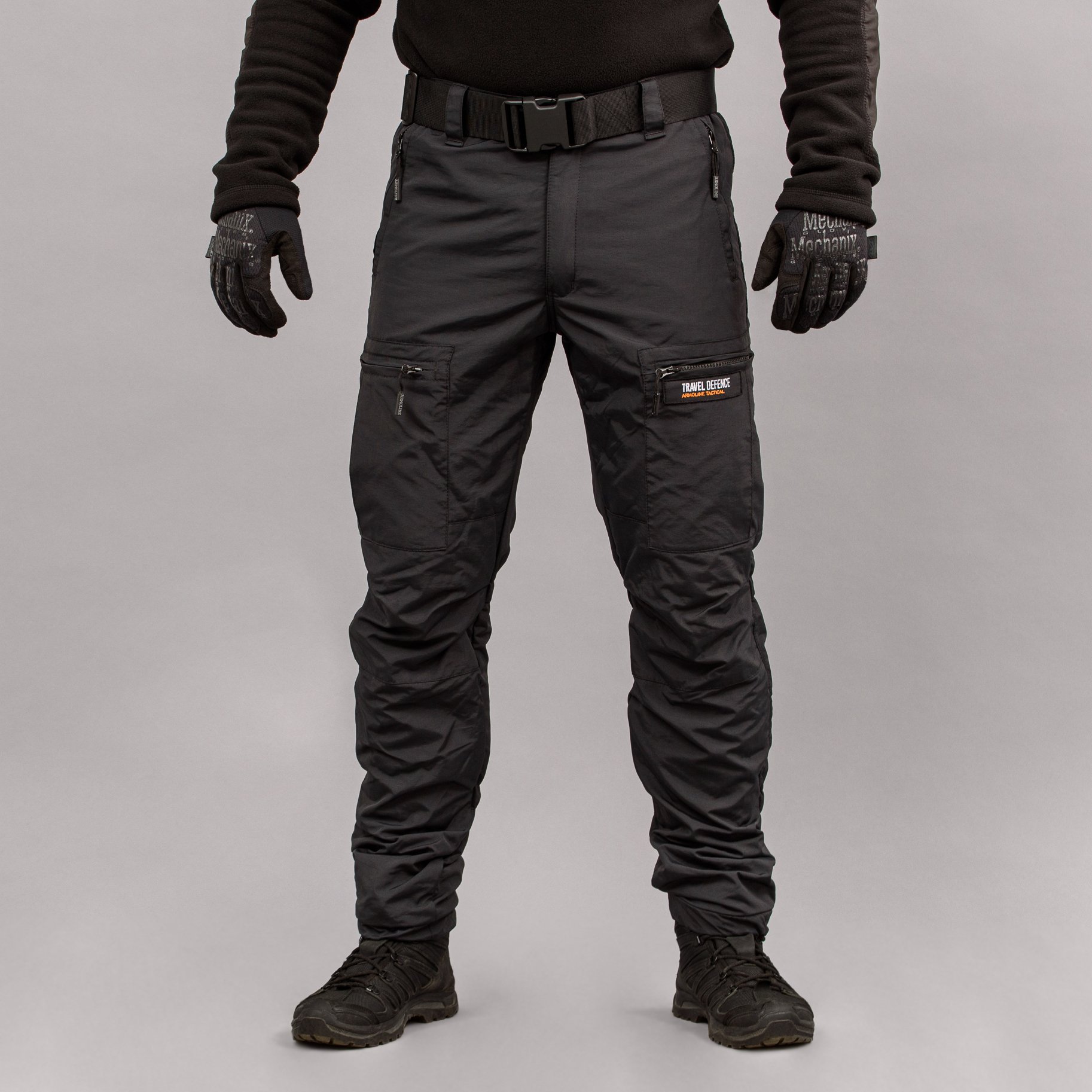 Штани "TRAVEL DEFENCE" BLACK з ременем (Таслан + Мікрофліс) Armoline
