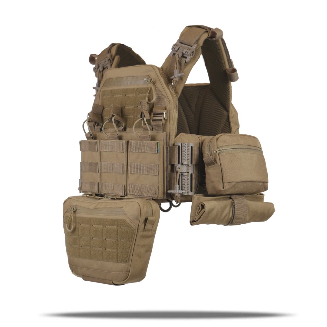 Комплект плитоноска Kiborg GU Gen.2 + 6 підсумків Койот KIBORG