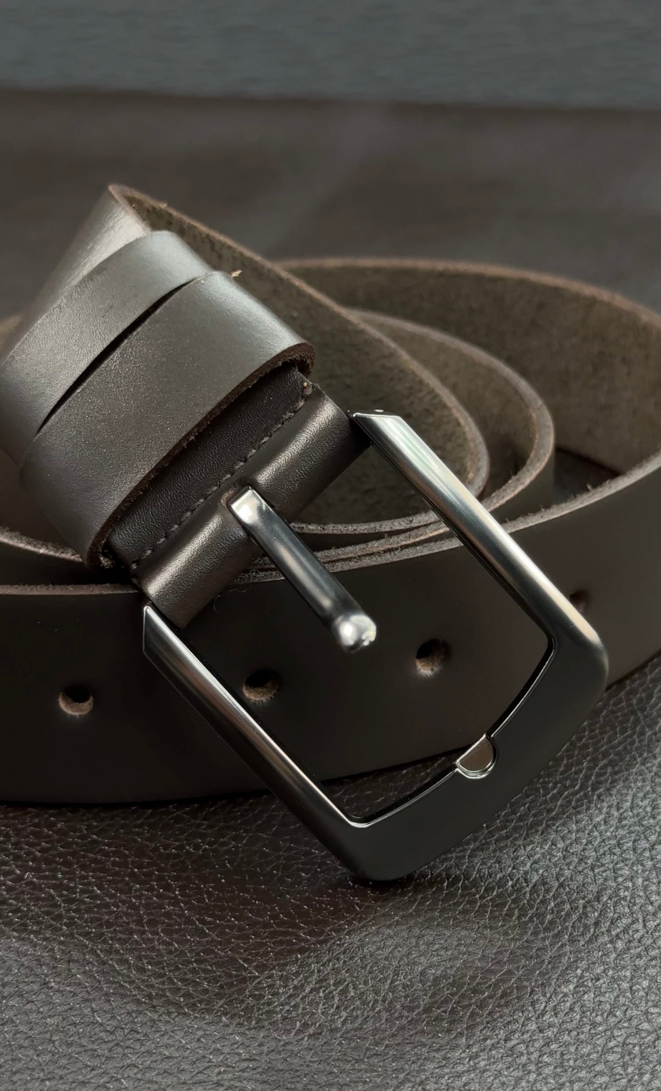 Ремінь чоловічій з натуральної шкіри коричневий SKILL