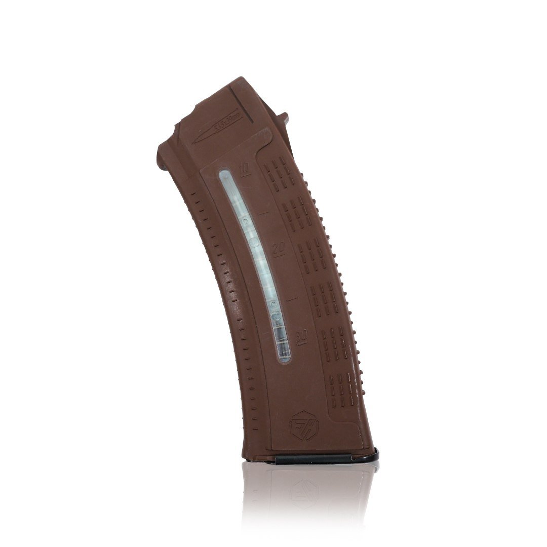 Магазин для АК коробчатый с окном для контроля количества заряда патронов коричневый KIBORG