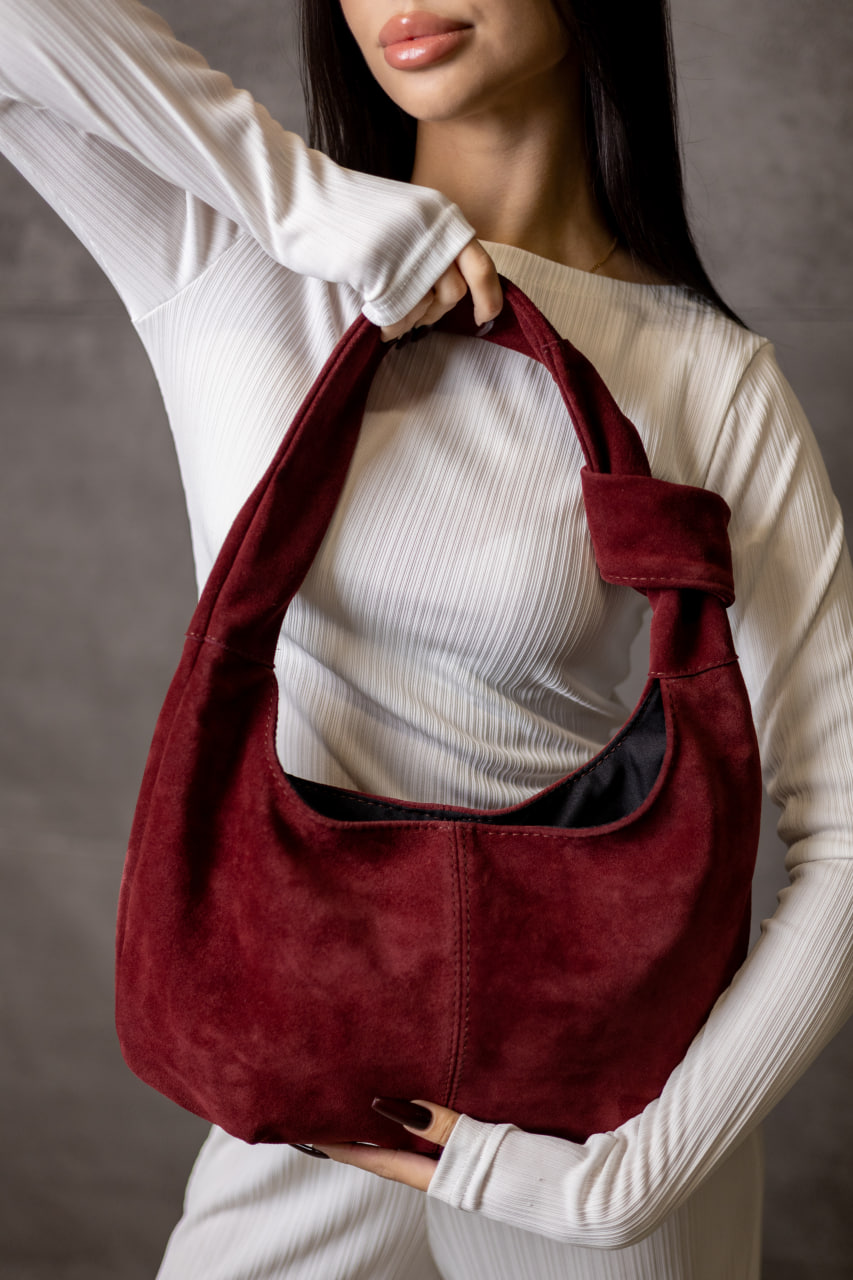 Сумка-шопер з натуральної замші SKILL бургунді SKILL