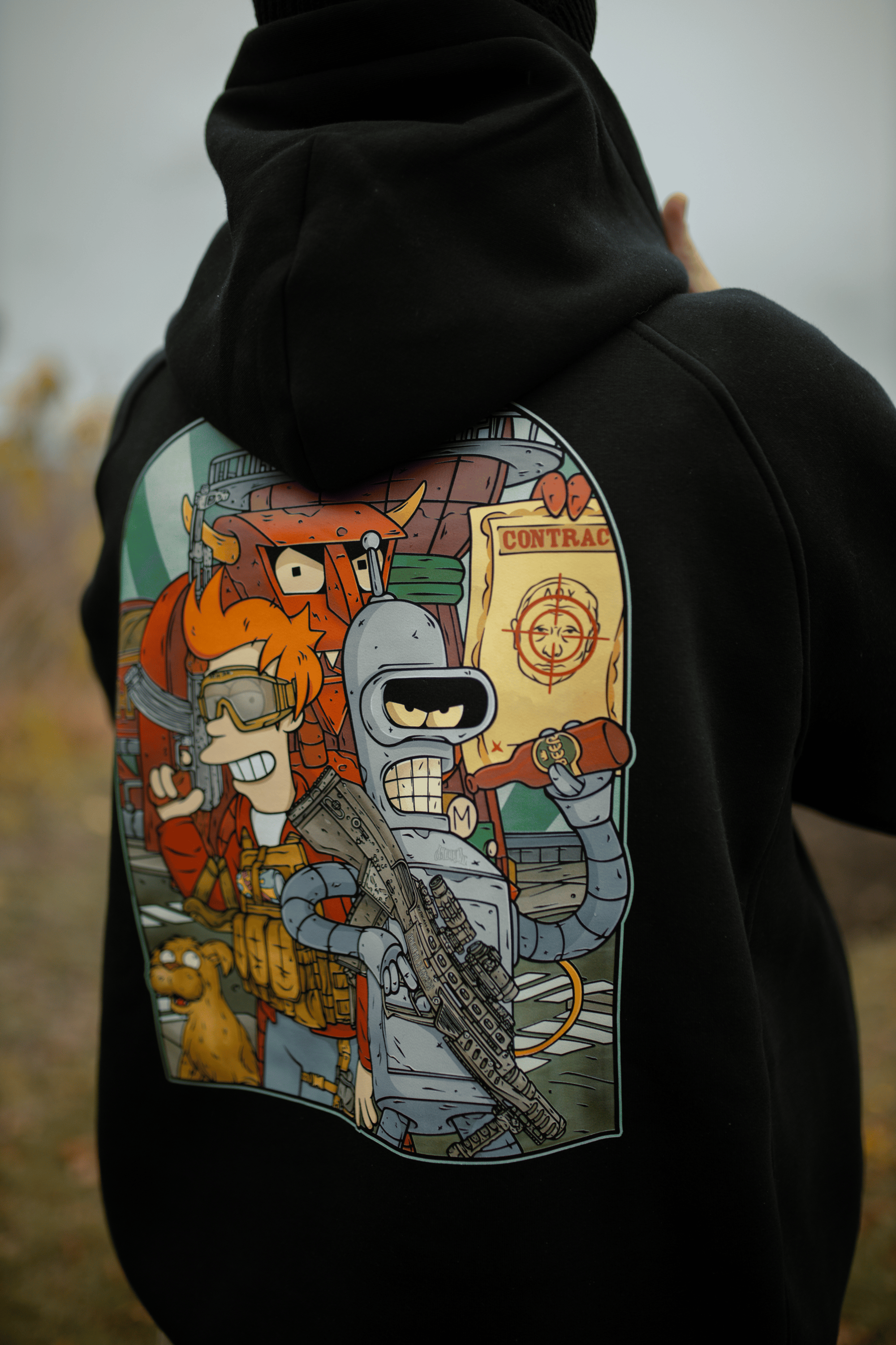 Худі чорне оверсайз "Футурама" Bad Boy Company