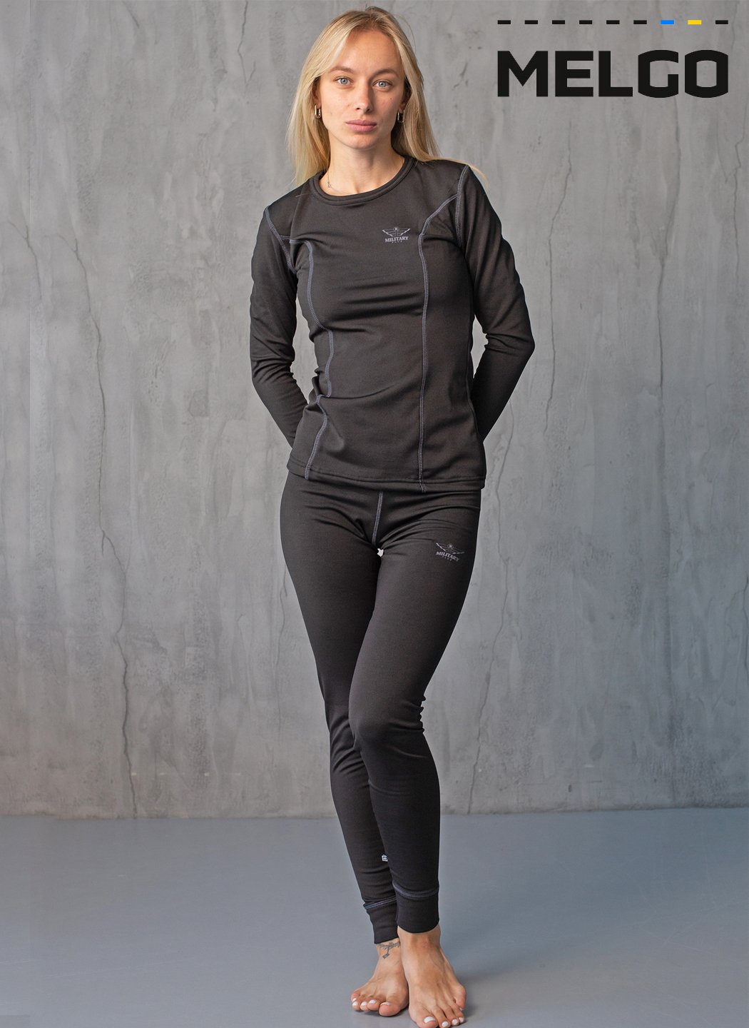 Тактична флісова термобілизна жіноча Чорна
