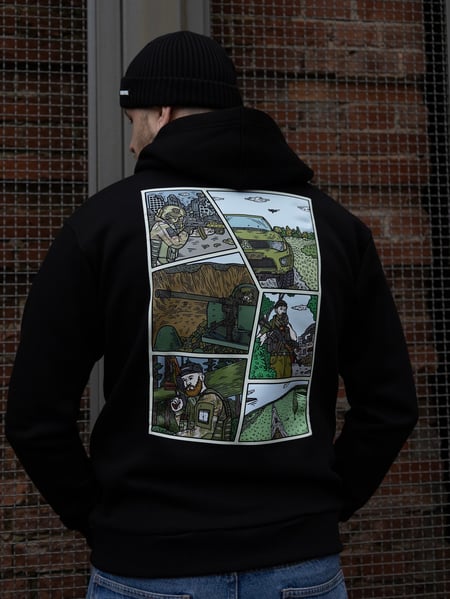 Худі чорне колаборація Shrapnel x Bad Boy Company, GTA Military