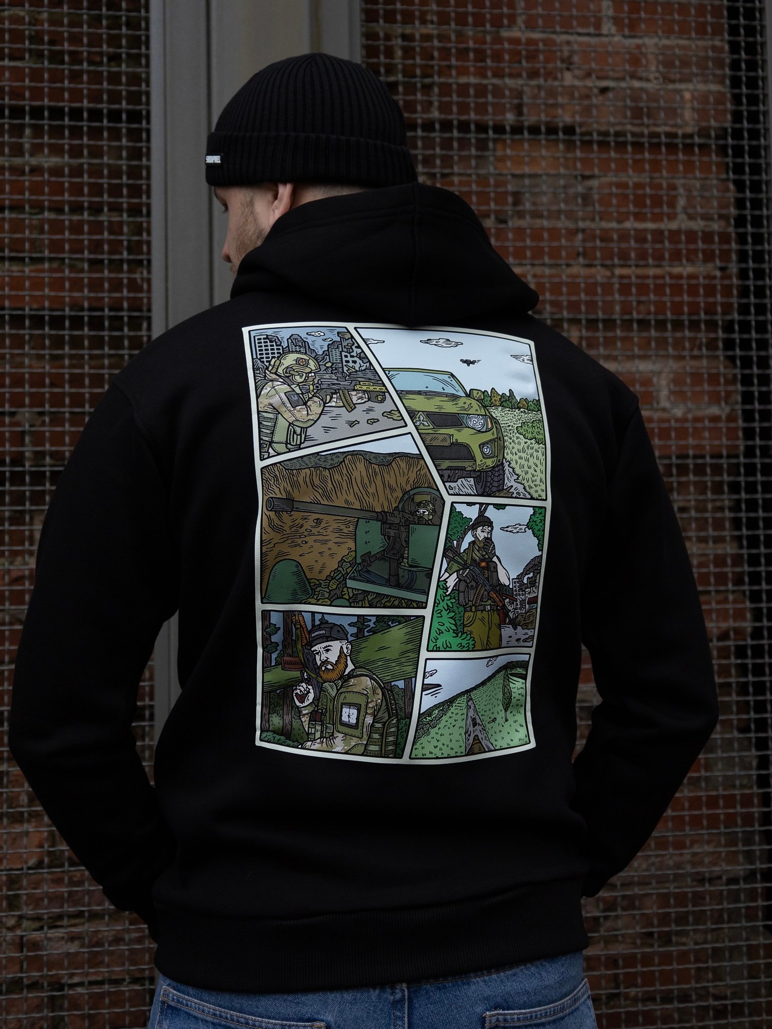 Худі чорне колаборація Shrapnel x Bad Boy Company, GTA Military