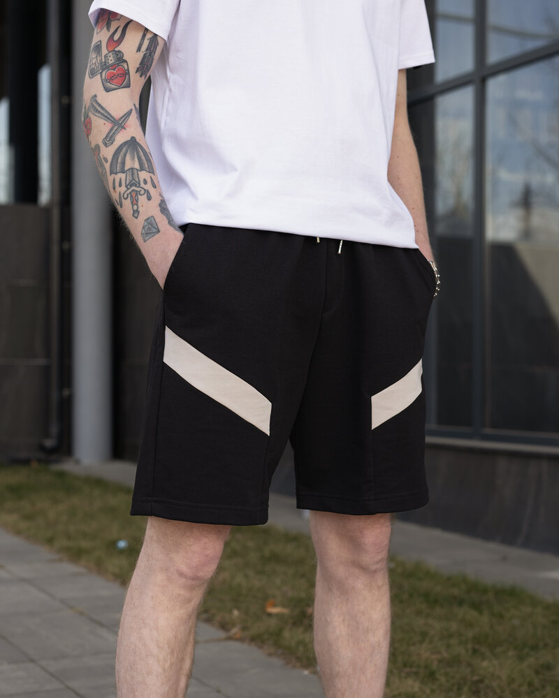 Чоловічі чорні шорти прямого крою весна/літо Pobedov Hype
