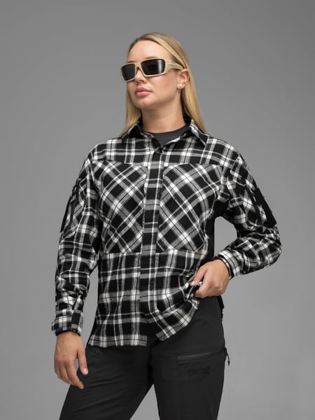 Сорочка фланелева жіноча BEZET Defender чорний/білий