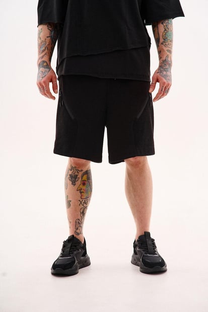 Шорти з кишенями на блискавках "Данфу", чорний TURWEAR