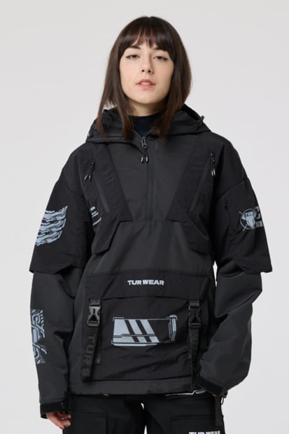 Жіночий анорак з принтами "SM-2413", чорний TURWEAR