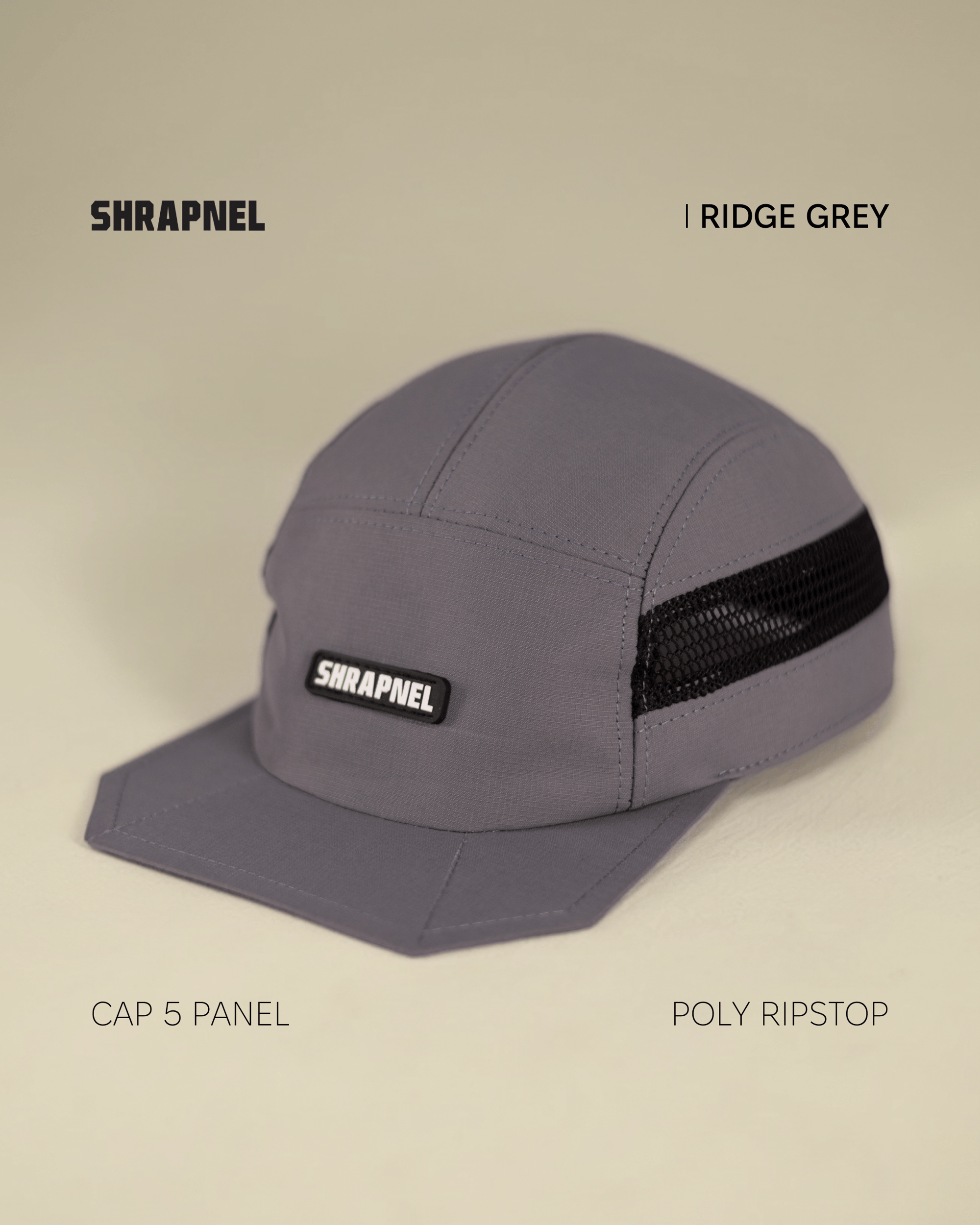 Кепка 5 panel SHRAPNEL Ridge Grey, п'ятипанелька сіра