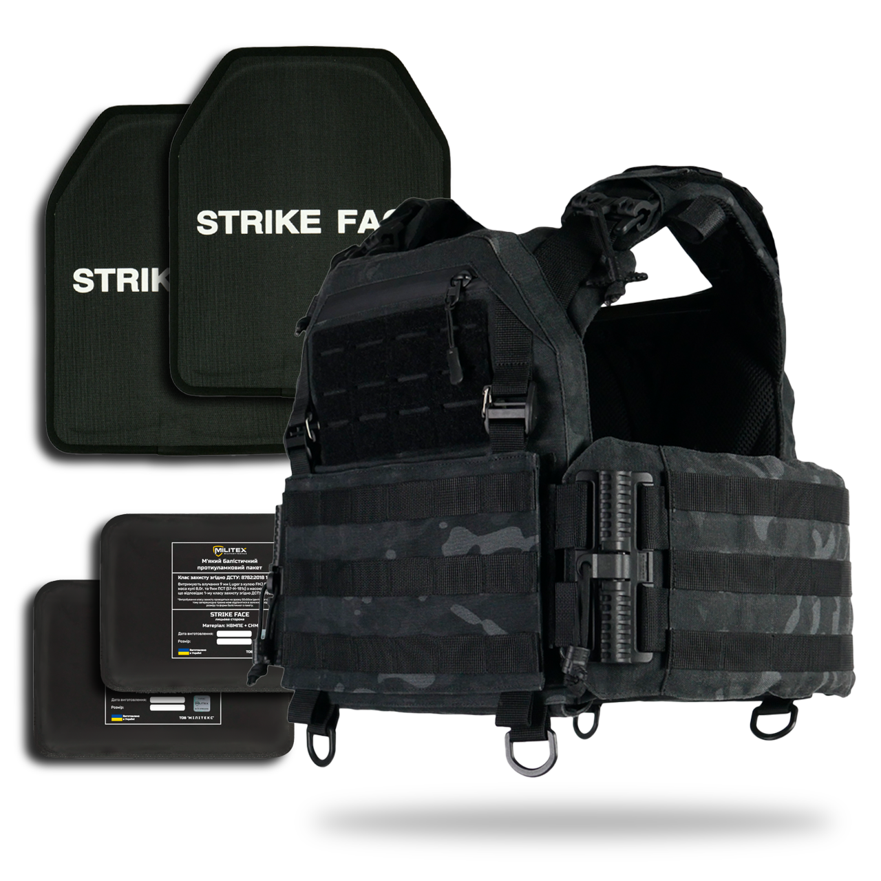 Плитоноска Kiborg Gen.2 Чорний Мультикам з бронеплитами та балістичним захистом KIBORG