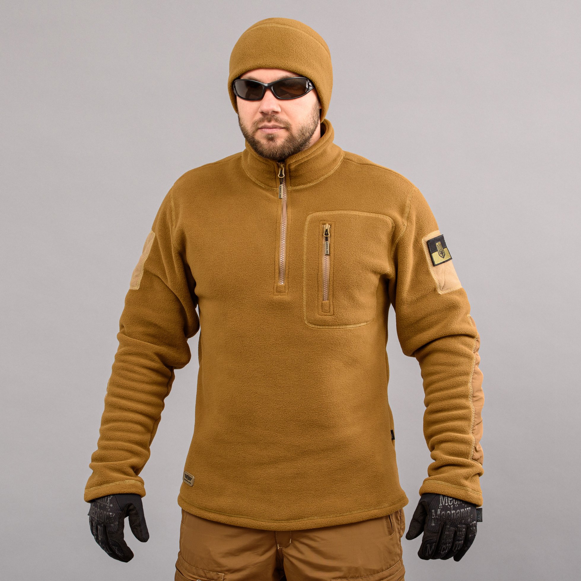 Толстовка тактична 1/4 Zip "TRAVEL DEFENCE" COYOTE (Мікрофліс) Armoline