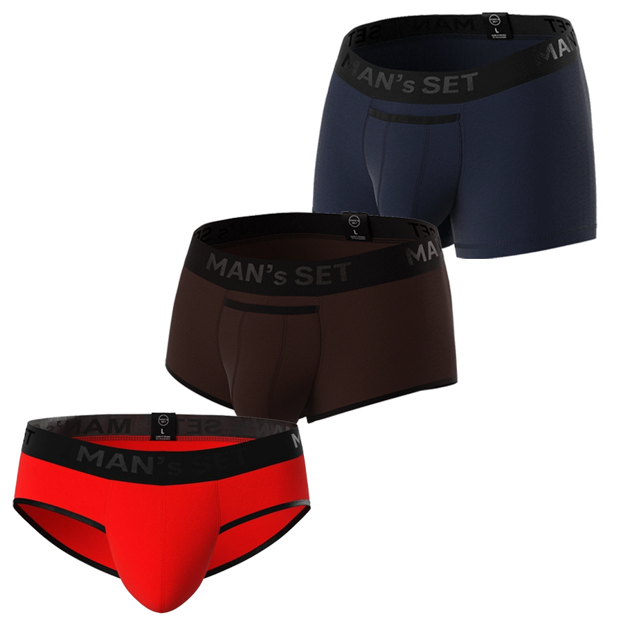 Комплект трусов MIX TEST Classic/ Sport/ Slips Black Series, 3шт MansSet