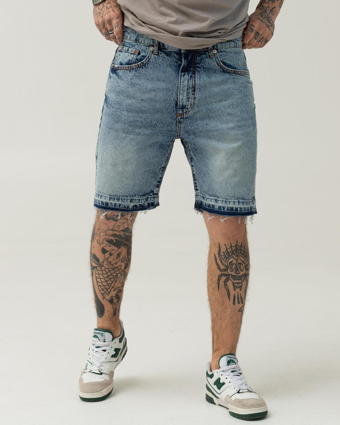 Сині базові джинсові шорти BEZET з обрізаними краями