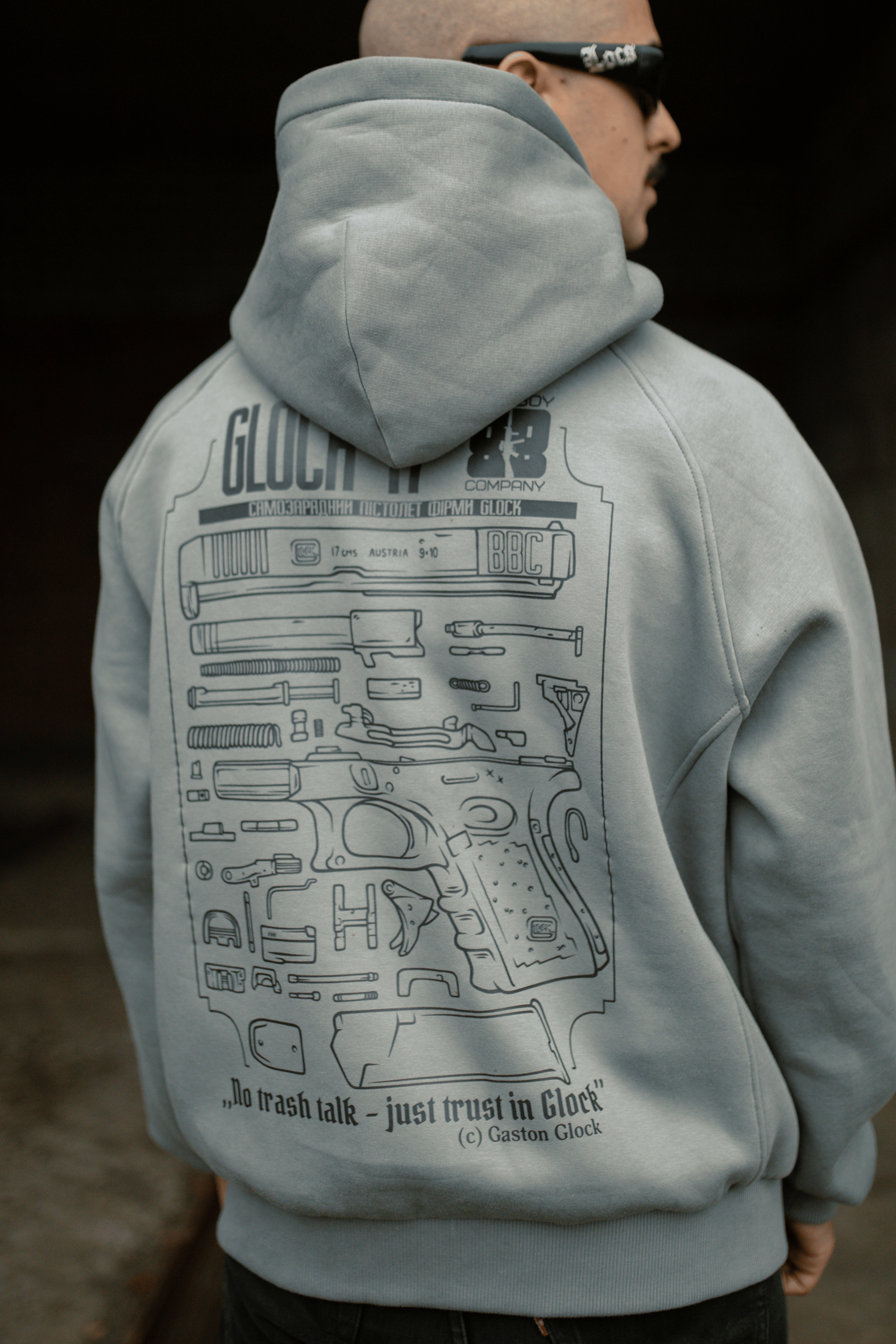 Худі сіре оверсайз Glock 17 Bad Boy Company