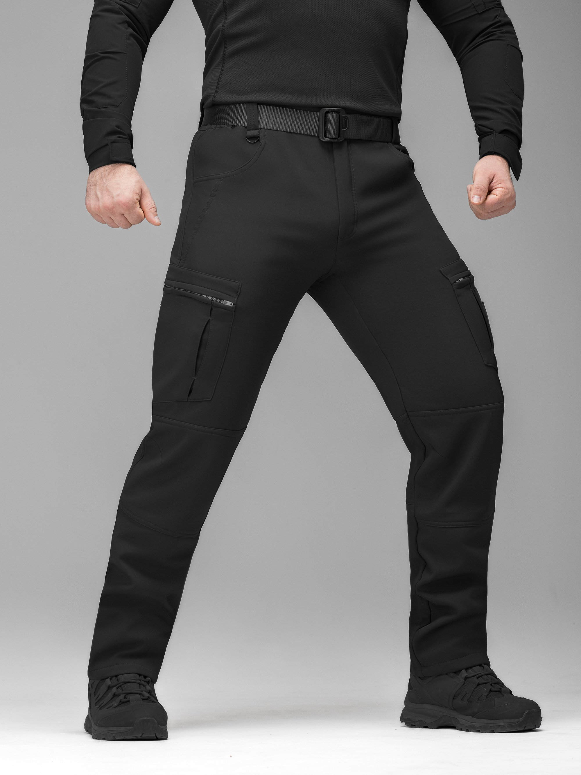 Зимові брюки карго тактичні Softshell BEZET Ешелон чорні - Фото 3