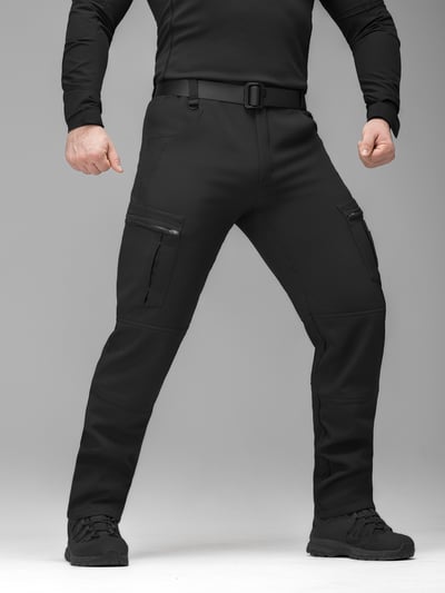 Зимові брюки карго тактичні Softshell BEZET Ешелон чорні - Фото 3